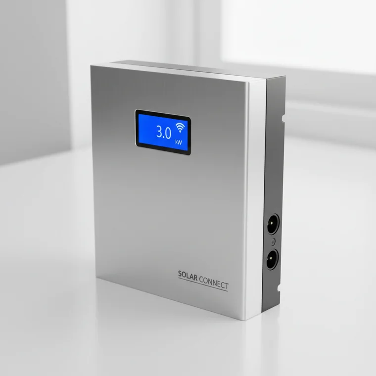 Nowoczesny falownik 3 kW z Wi‑Fi zamontowany przy instalacji PV w domu jednorodzinnym, ilustrujący moment wymiany starego inwertera