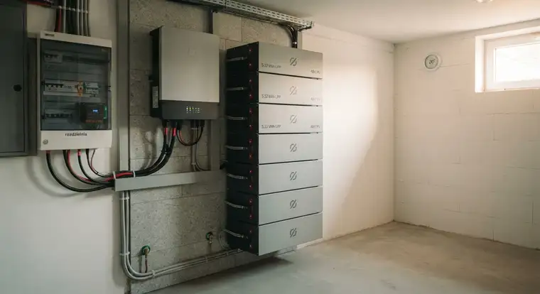Magazyn energii do fotowoltaiki 5 kW z funkcją backupu, ogniwami LiFePO4 i mocą rozładowania w małym domu