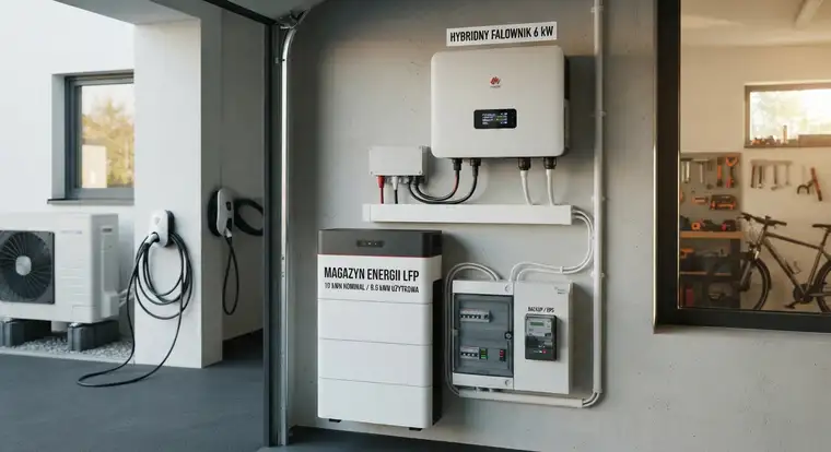 Magazyn energii 10 kWh z falownikiem hybrydowym i montażem: koszt instalacji fotowoltaiki 6 kW oraz zasilanie awaryjne domu
